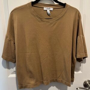 SPANX Boxy Short Sleeve Cotton Top - Tan Size 1X